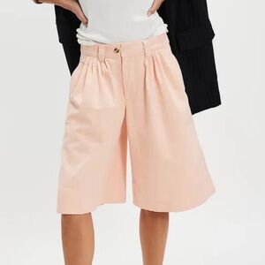 Free People 6 Shorts Sadie A-Line Long Shorts pockets 100% cotton in Peach Blush